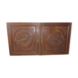 Pair of old carved wooden door