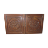 Pair of old carved wooden door