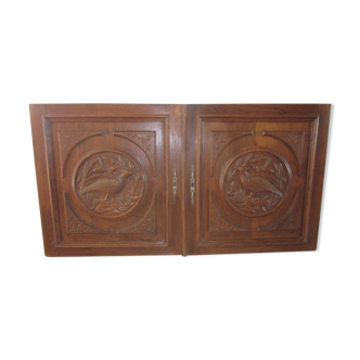 Pair of old carved wooden door