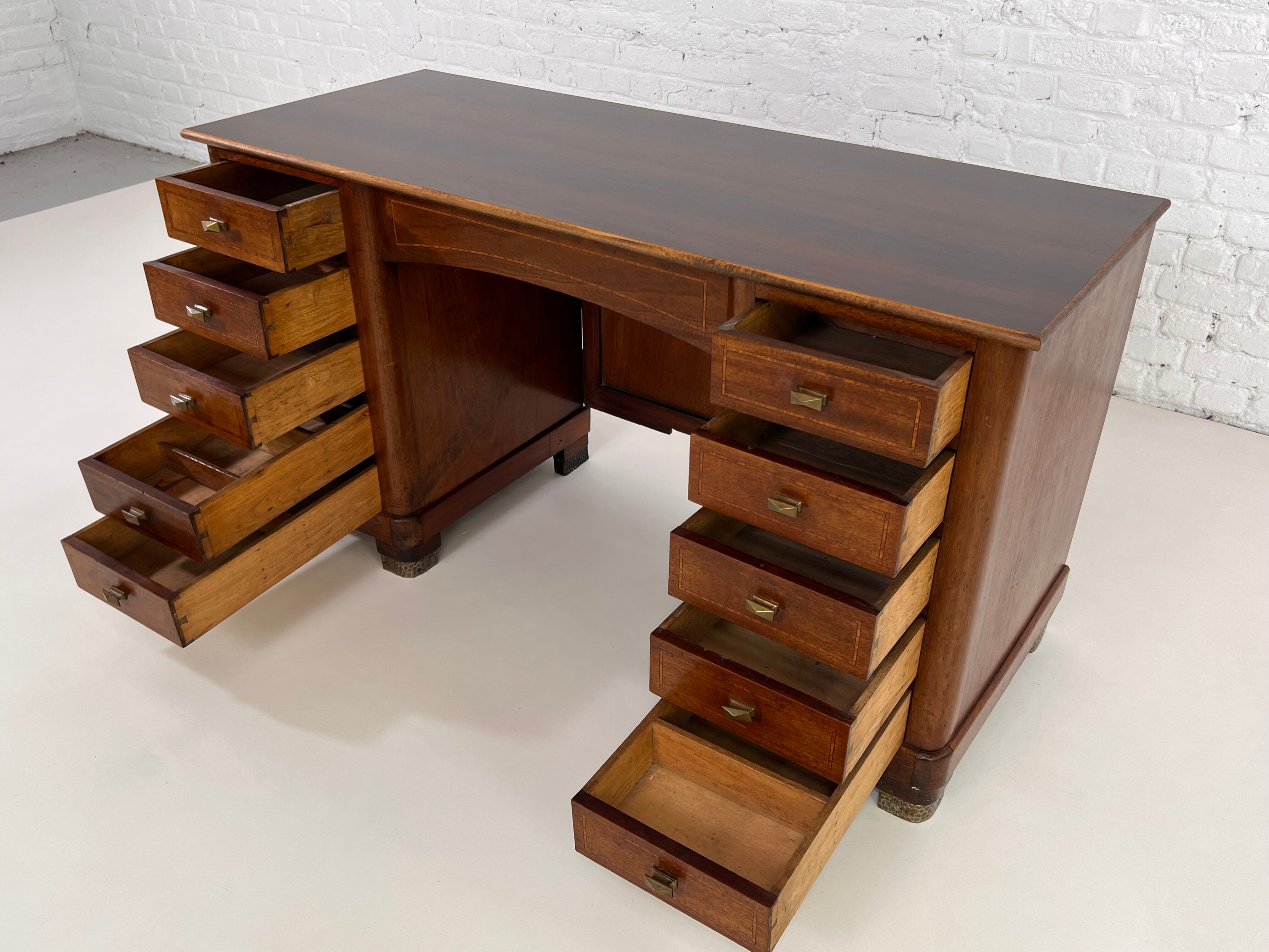Old office 40s - 50s in wood, marquetry and brass