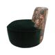 Modern Mid-Century Style Green and Forest Motif Linen and Velvet Armchair France