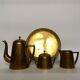 Art Deco German Brass Coffee Set from Hogri, 4 Pieces