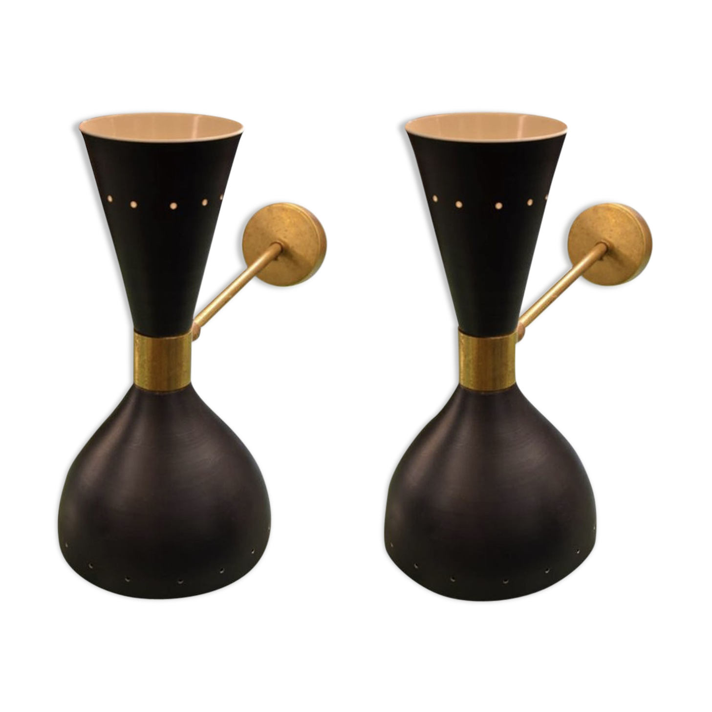 Pair of black diabolo wall light