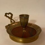 Hand-held rat tail in gilded brass and red marble