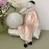 Vintage Pierrot lamp in resin and opal globe