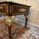 Empire style double-layered desk in mahogany and green leather