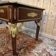 Bureau double plat de style empire en acajou et cuir vert