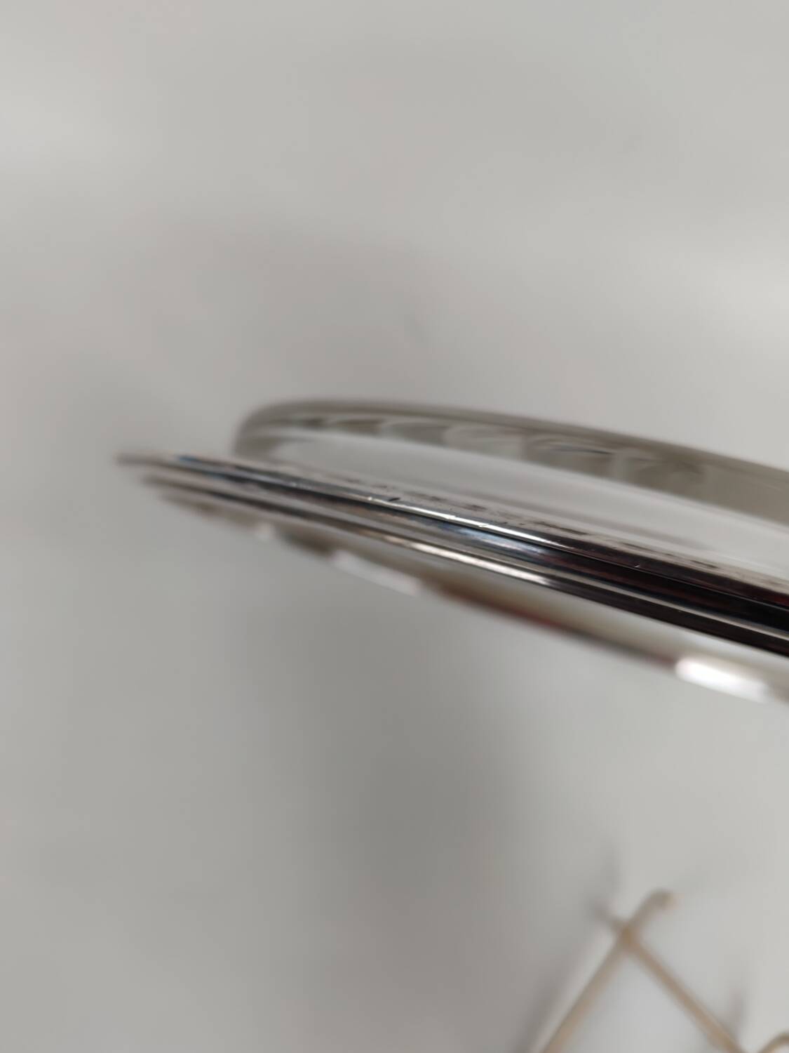 Cut crystal tray and solid silver rim.