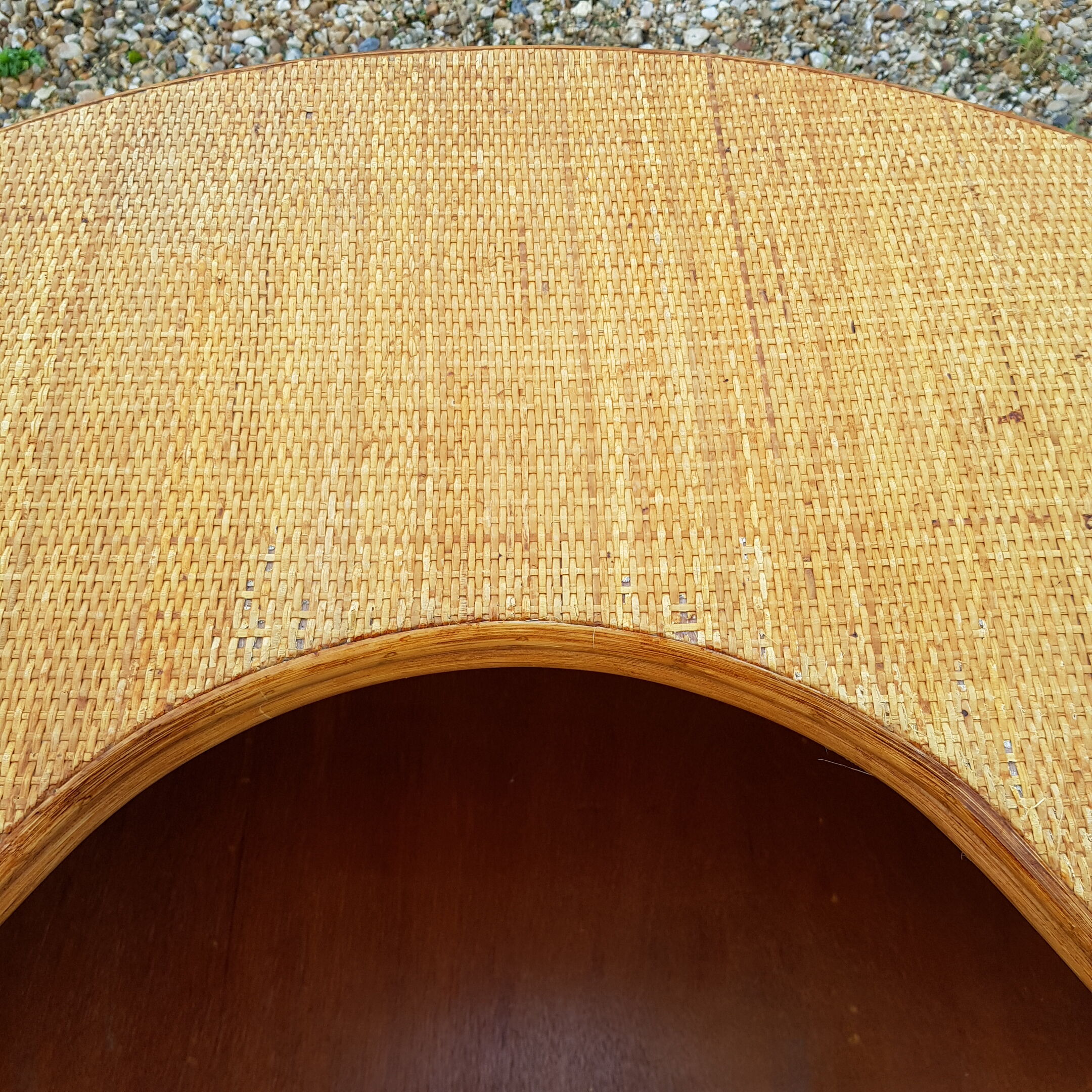 Vintage bamboo and rattan bar and pair of high stools