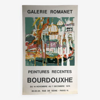 Denise BOURDOUXHE, Galerie Romanet, 1974. Original poster in lithograph Arts Litho Venice