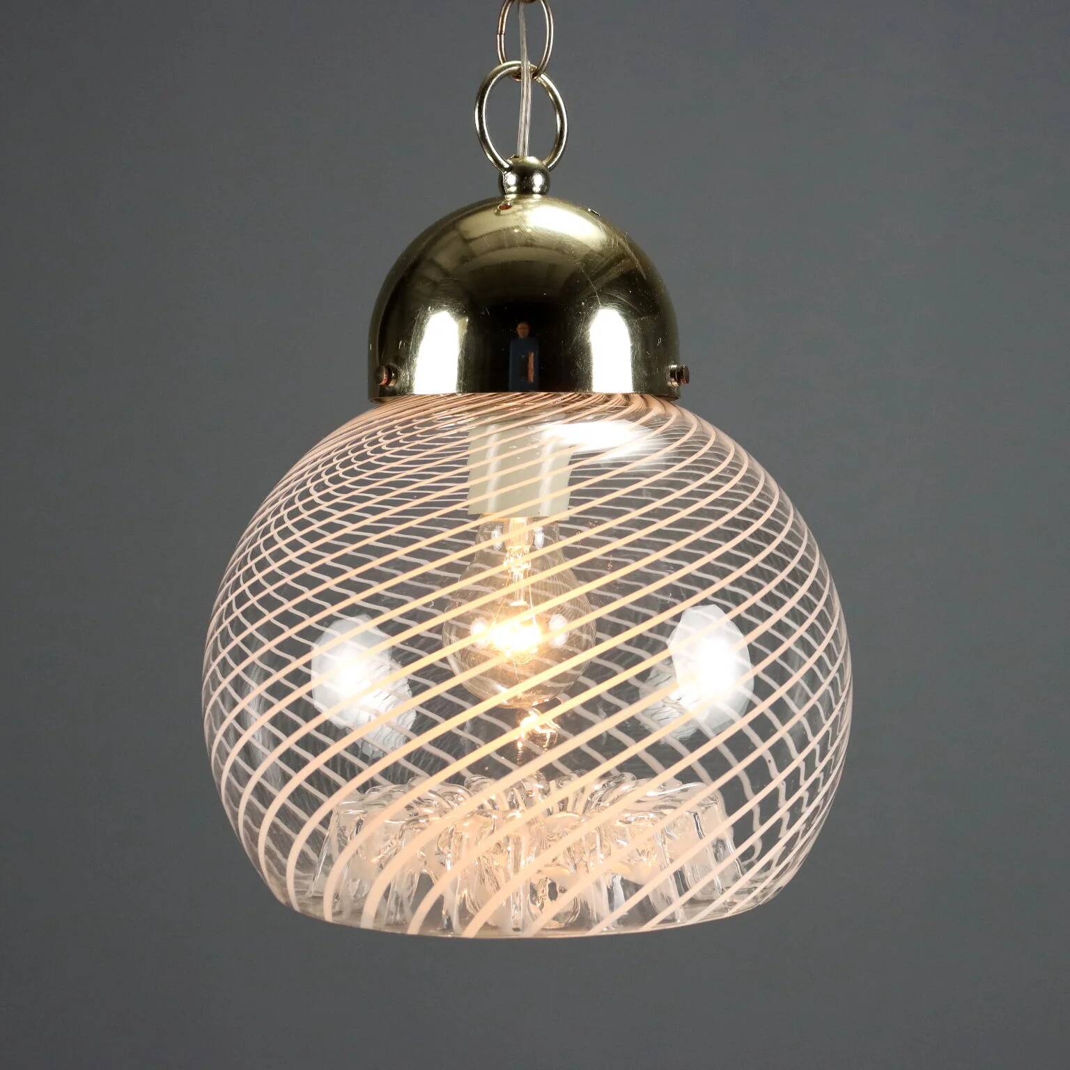 Vintage chrome metal suspension, Italian design from the 1970s.