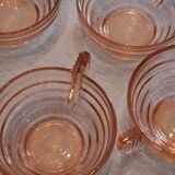 Set of 6 pink glass cups in very good condition.