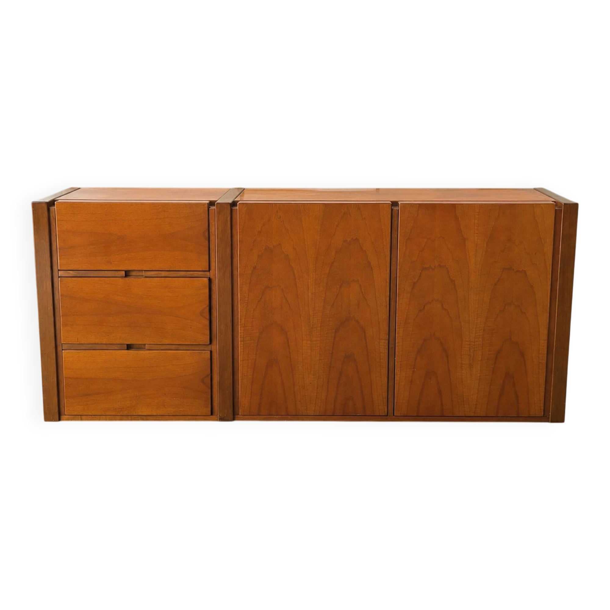 Low Scandinavian enfilade in walnut – Vintage design sideboard from the year