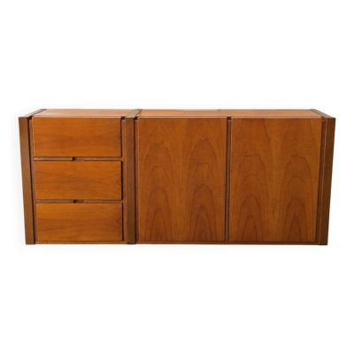 Enfilade basse scandinave en noyer – Buffet vintage design anné