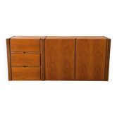 Low Scandinavian enfilade in walnut – Vintage design sideboard from the year
