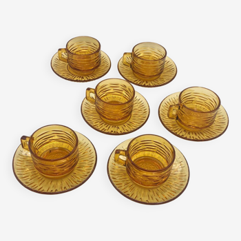 Vintage amber glass cups
