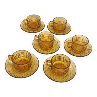 Vintage amber glass cups