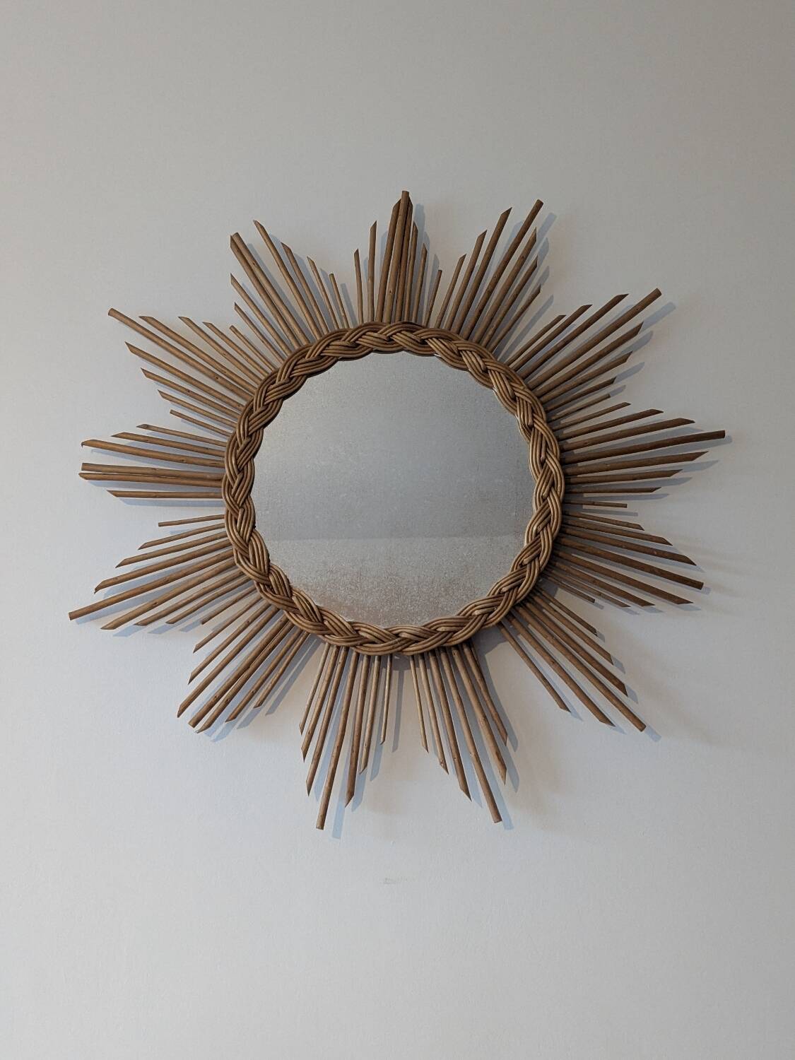 Miroir soleil en rotin