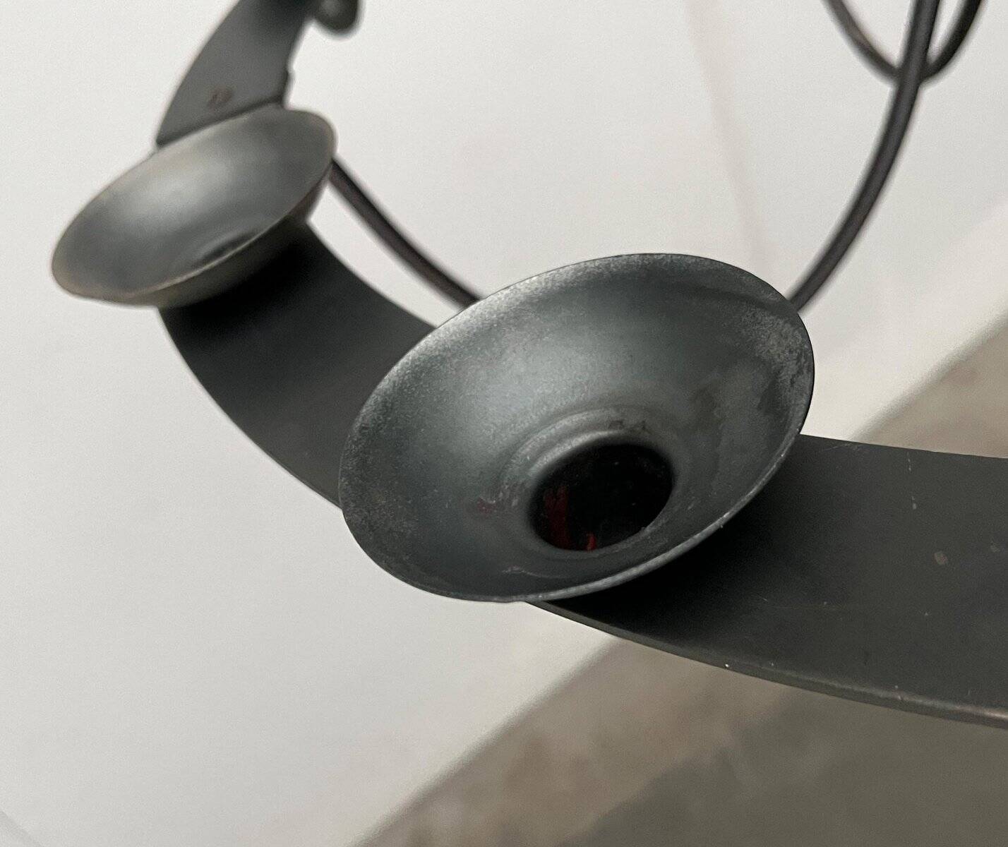 Vintage wrought iron candlestick chandelier by Ehlén Johansson for Ikea, 1990s.