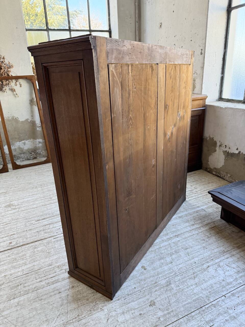 Antique XL Napoleonic oak glass bookcase, 19th century