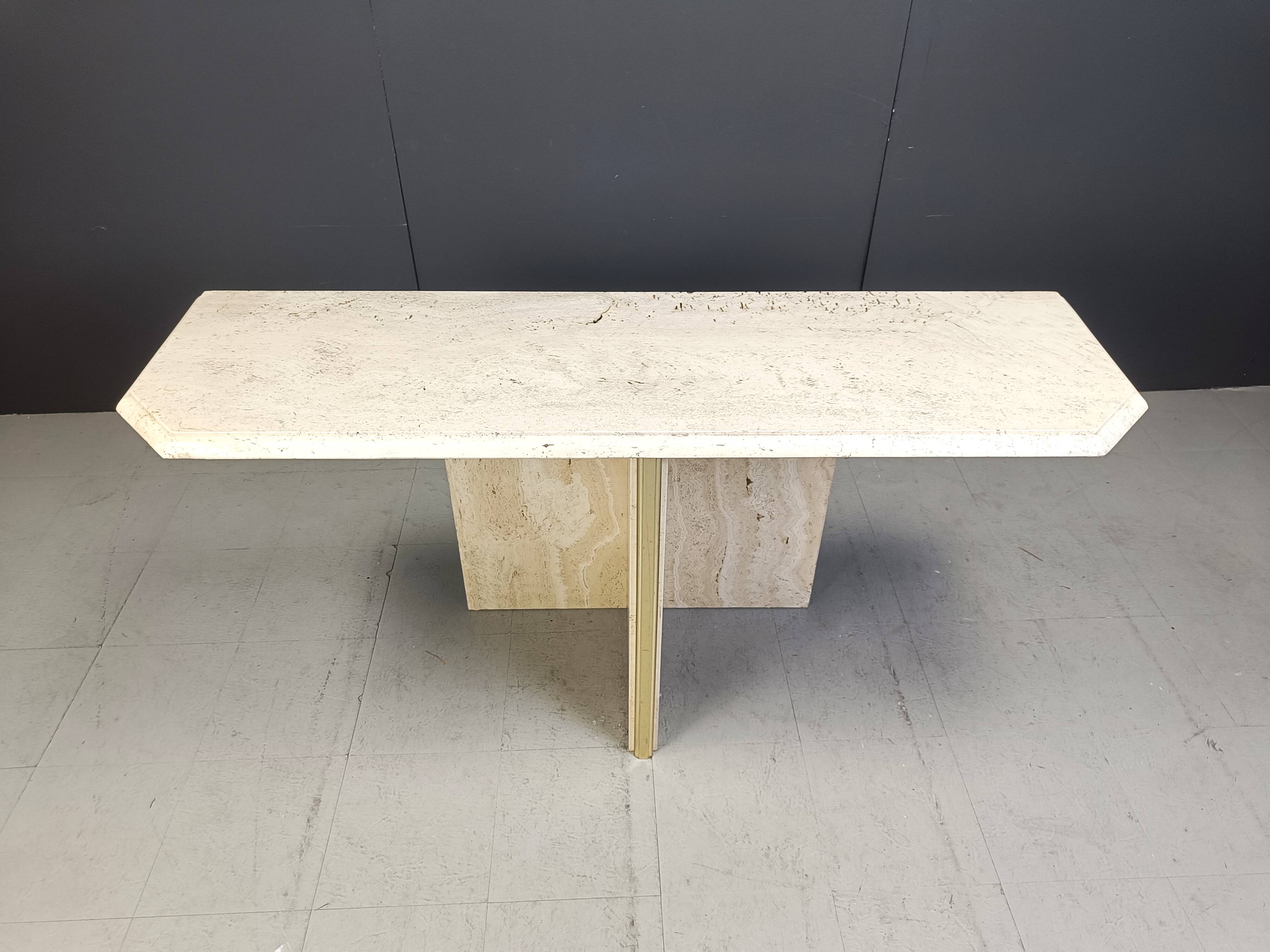 Vintage travertine console table, 1970s