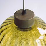 Vintage glass pendant in smoky green crystal with crystal cylinder  - design Carl Fagerlund Sweden