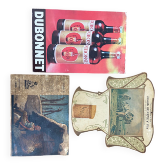 3 Anciennes Affiches Cartons Publicitaires Dubonnet Cafe Tabac Epicerie Vintage