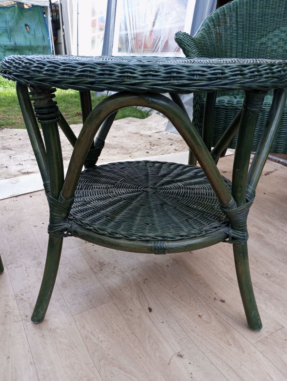 Rattan armchair table set