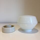 Vintage wall lamp or ceiling lamp in white porcelain and opaline glass