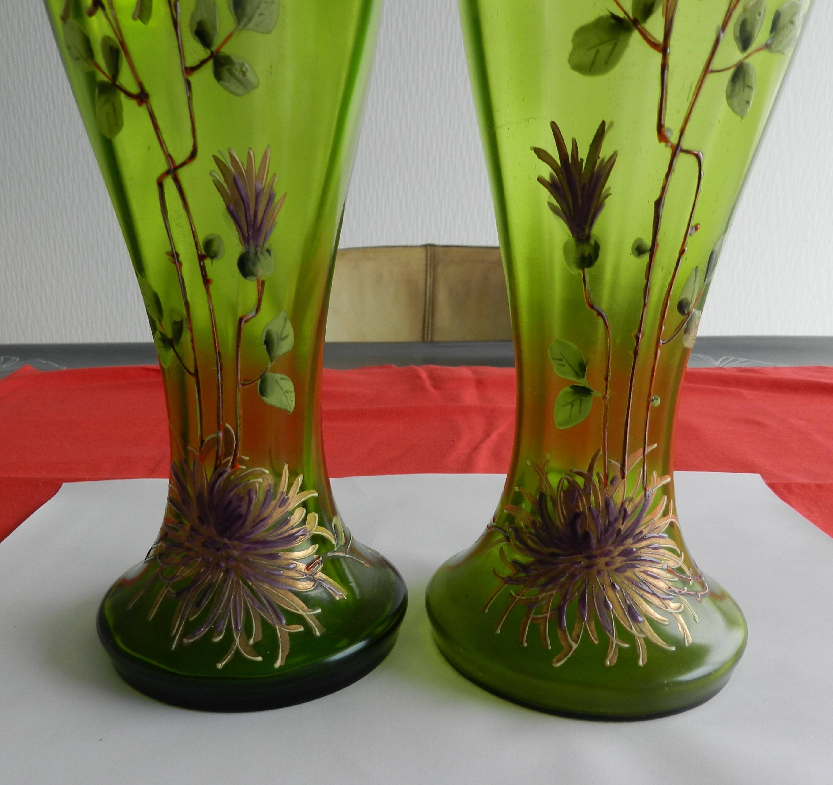 Pair of Enamelled Vases, late 19th century