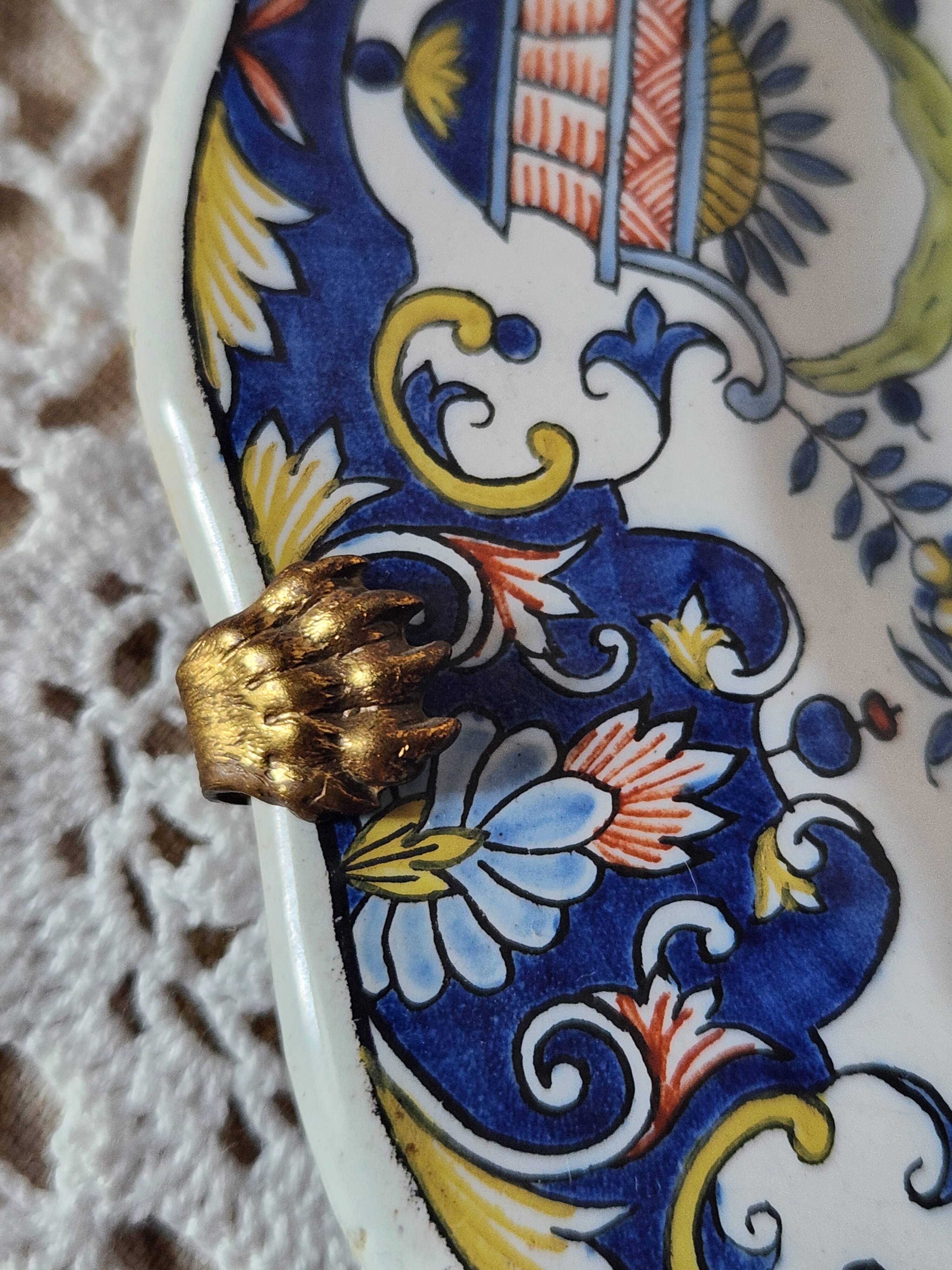 Antique French 19th Century Quimper 'First Mark HB' Plate Angel Cherub Deco