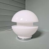 Space Age table lamp in white opaline and chrome metal, 1970