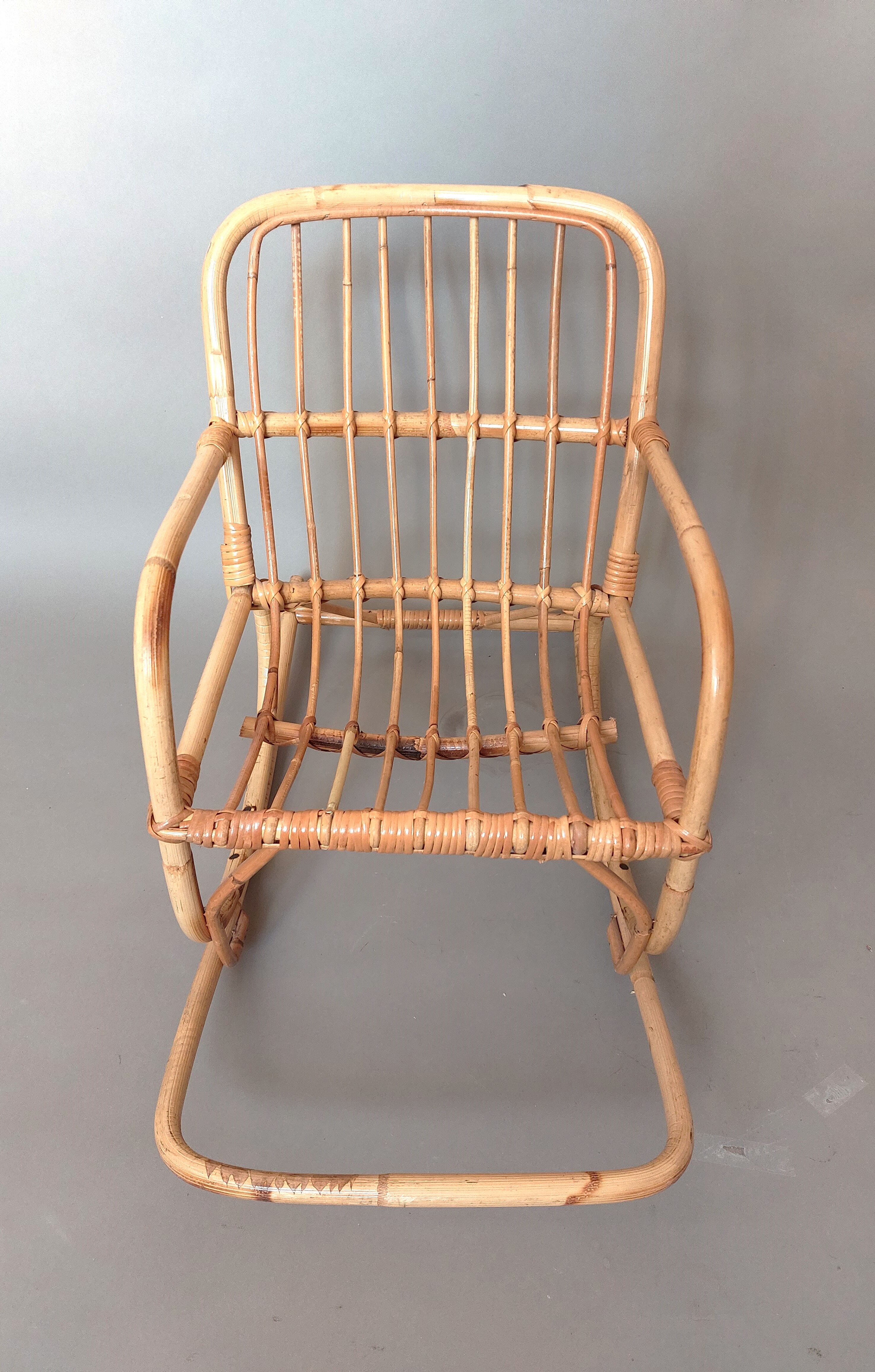 Rocking chair child rattan vintage