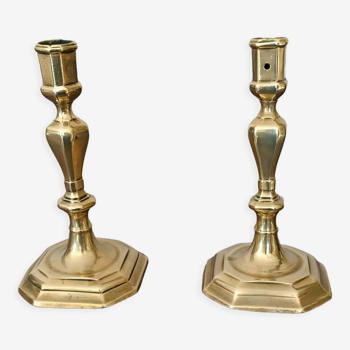 Pair of gilded bronze candlesticks from the Louis XIV period