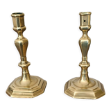 Pair of gilded bronze candlesticks from the Louis XIV period