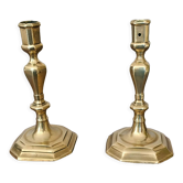 Paire de bougeoirs en bronze doré d'époque Louis XIV