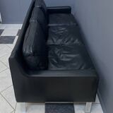 black leather Tecta -seat sofa by Hans Konecke 1960s