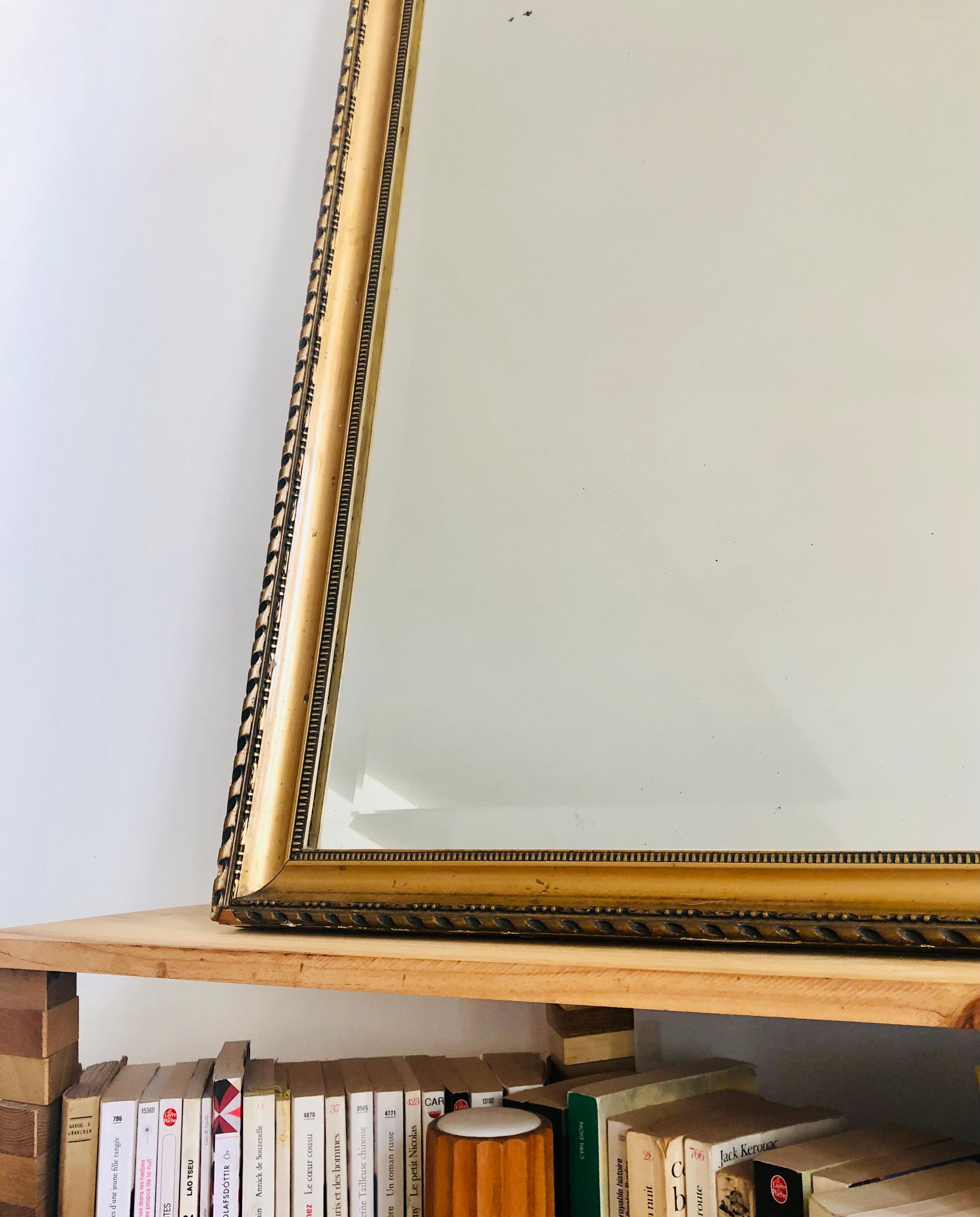 Old mirror in wood and gilded stucco, 114 x 93 cm