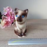 Vintage Siamese Brown Kitten Figurine with Blue Eyes Ceramic Elpa Alcobaca