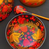 Vintage fruit salad service with their complete new ussr made spoon