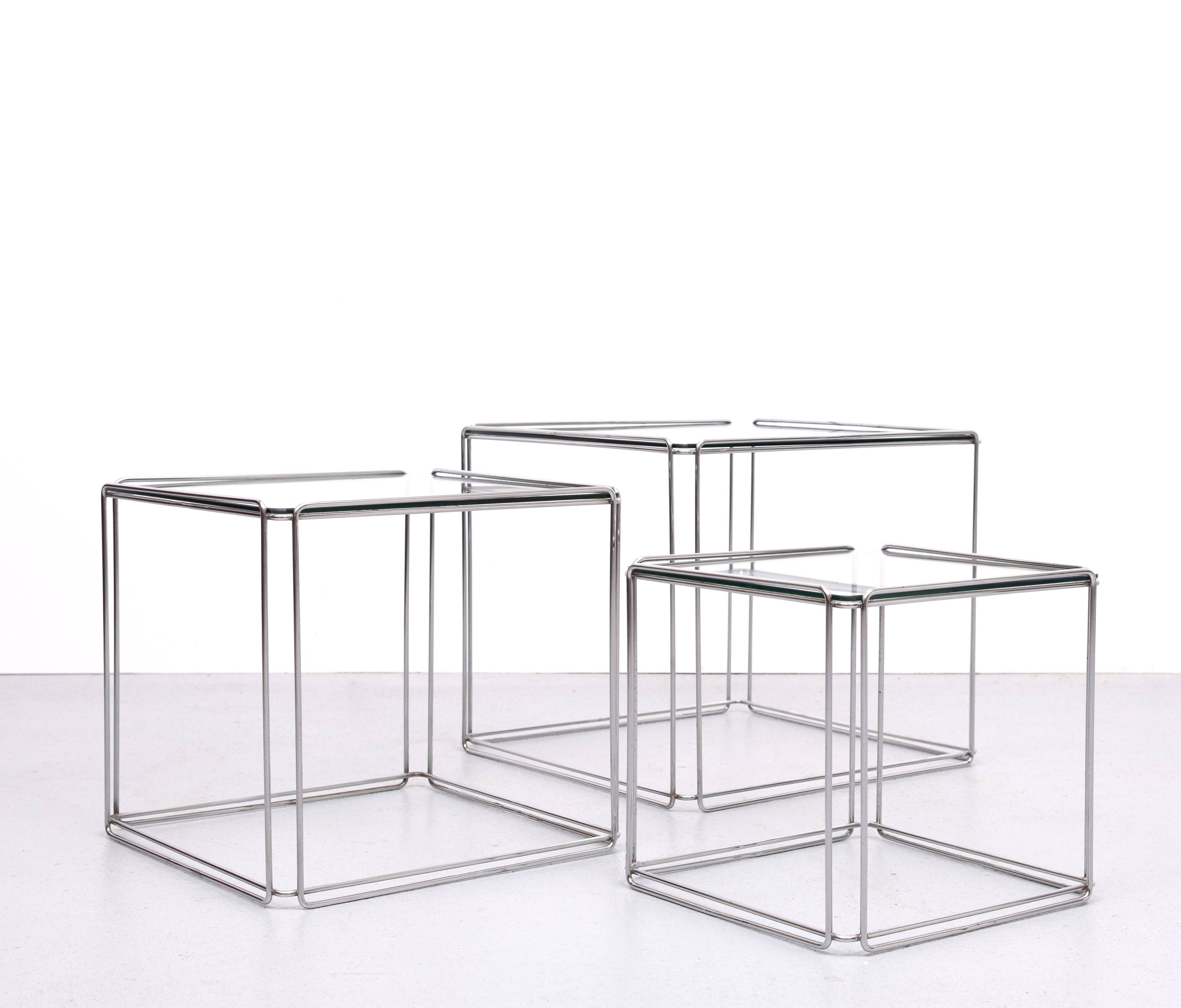 Isocèle Chrome Nesting Tables Max Sauze, 1970s France