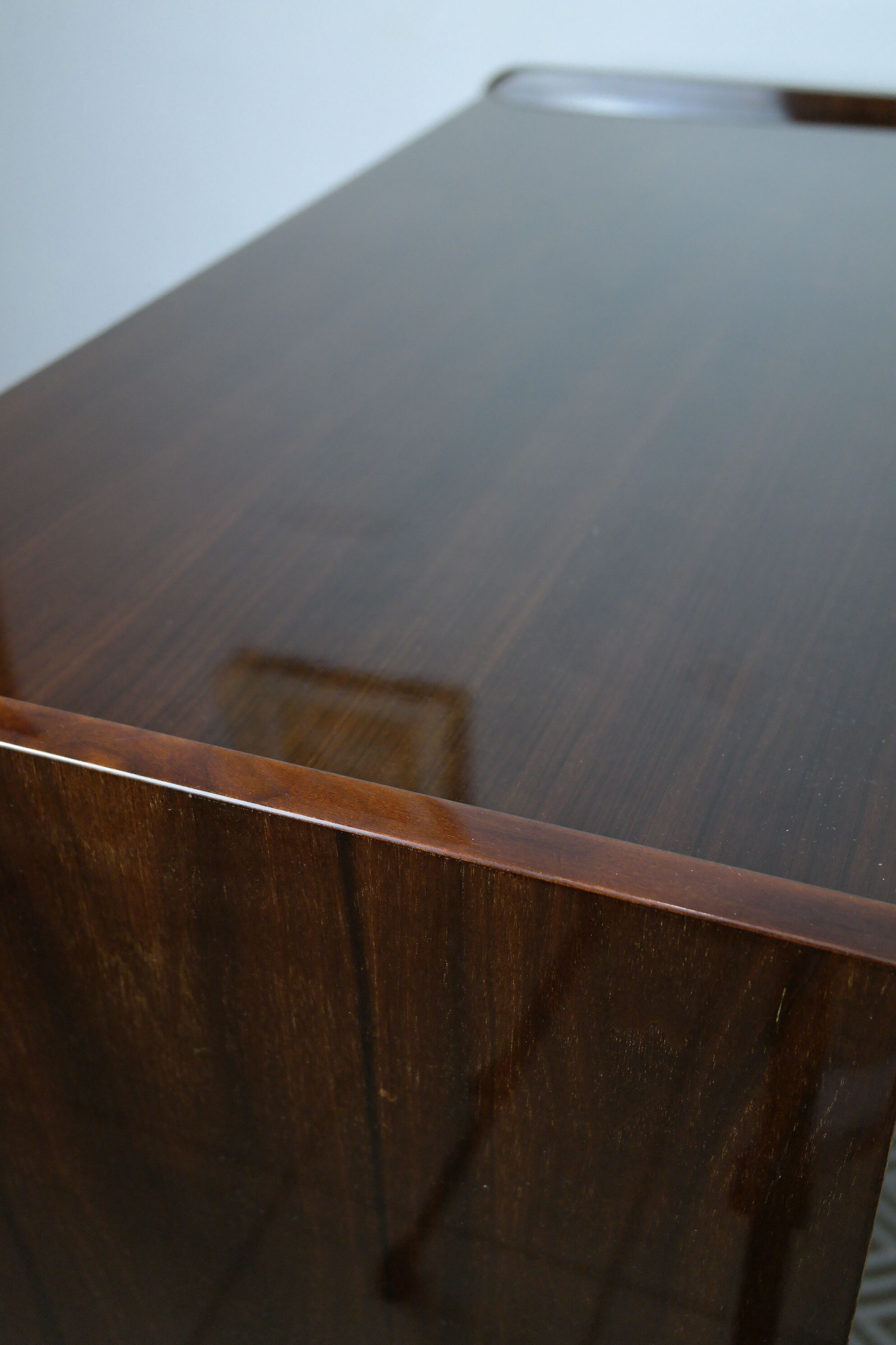 Walnut lace-up vintage chest of drawers