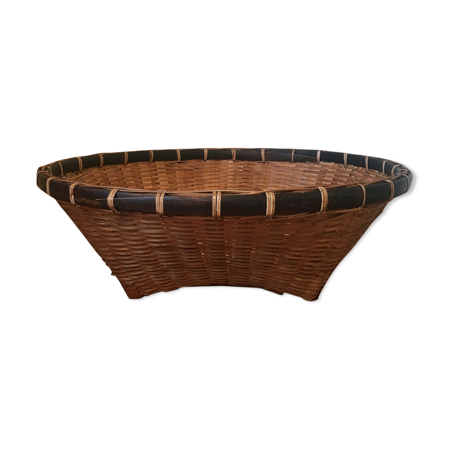Large Asian-inspired wicker basket