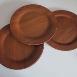 Set of 12 plywood rosewood and teak plates by Morsbak, Denmark 1960s
