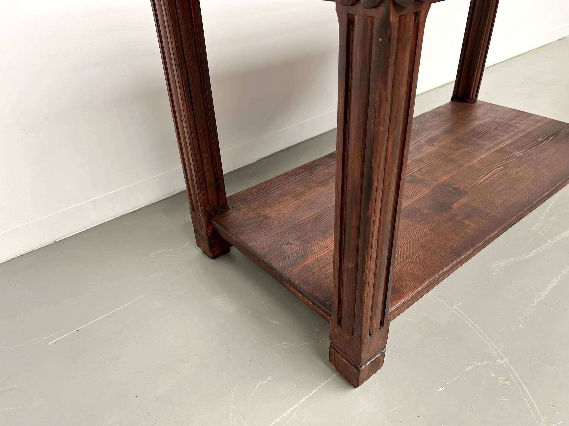 Small pine drapery table from the 1950s