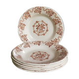 Six antique plates opaque porcelain from GIEN, service "Osborne"