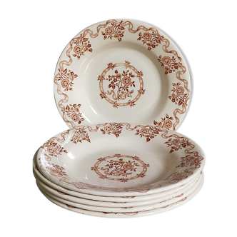 Six antique plates opaque porcelain from GIEN, service "Osborne"