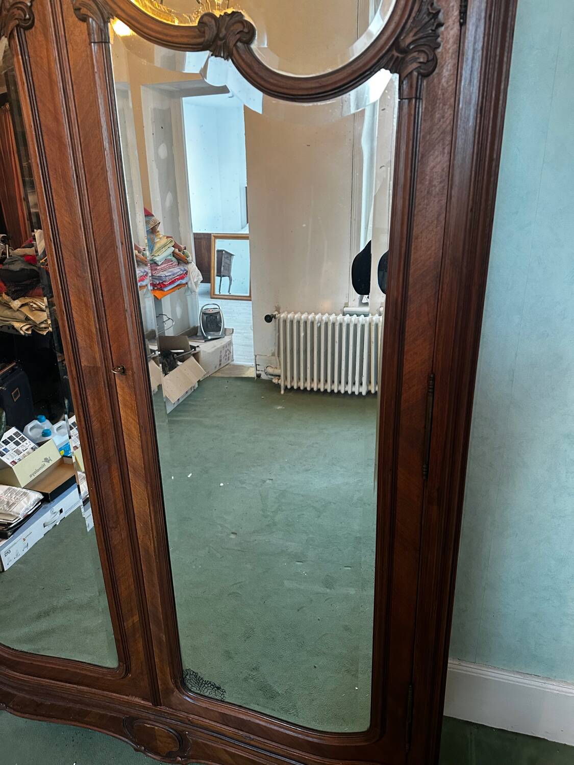 Carved walnut wardrobe – late 19th century Louis XV style