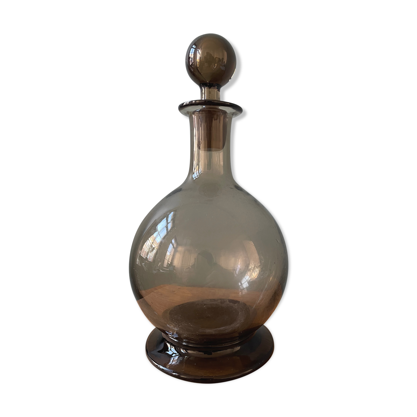 Old smoked glass liquor decanter
