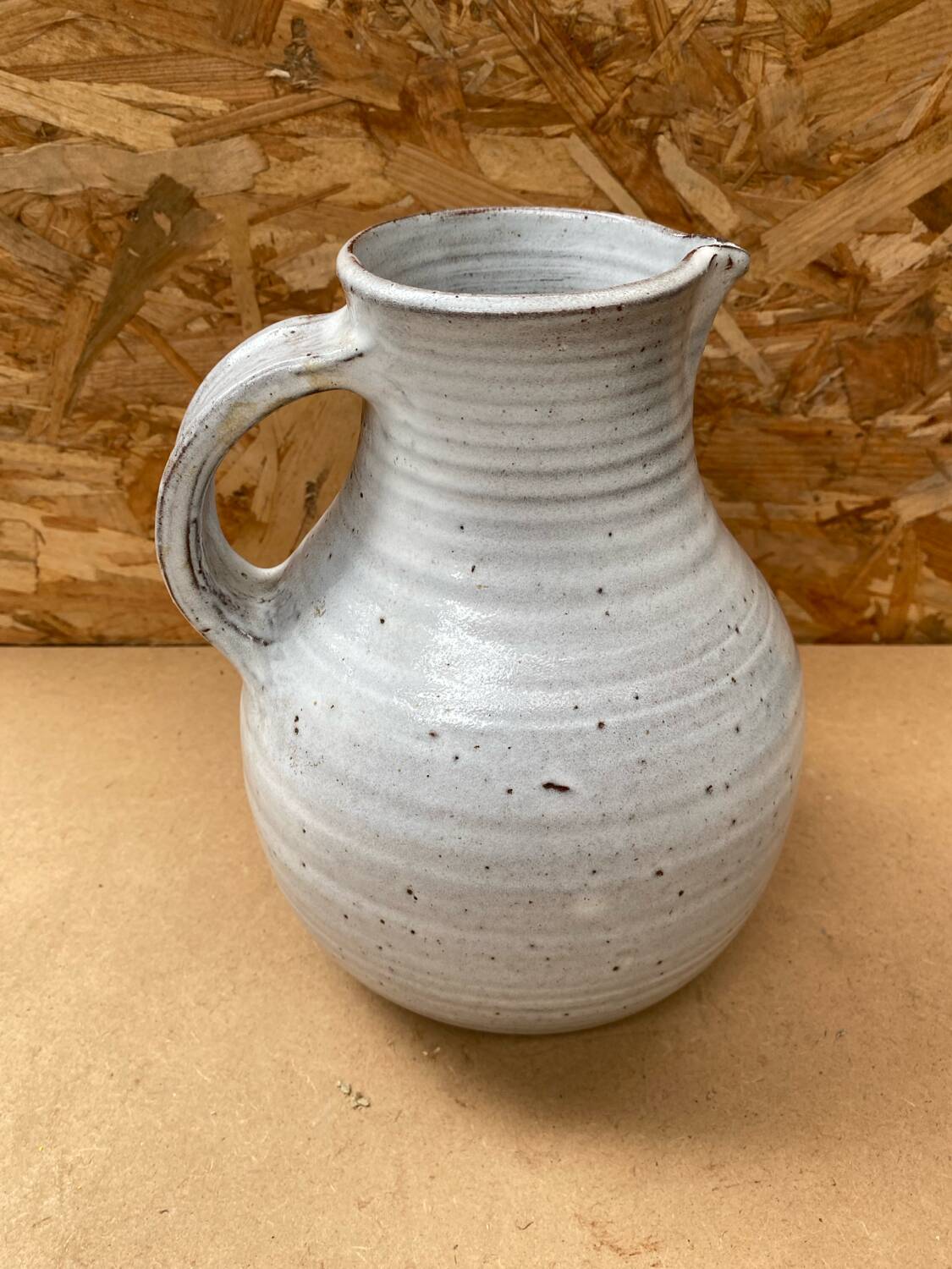 Antique jeanne & norbert pierlot pitcher in vintage grey enameled stoneware